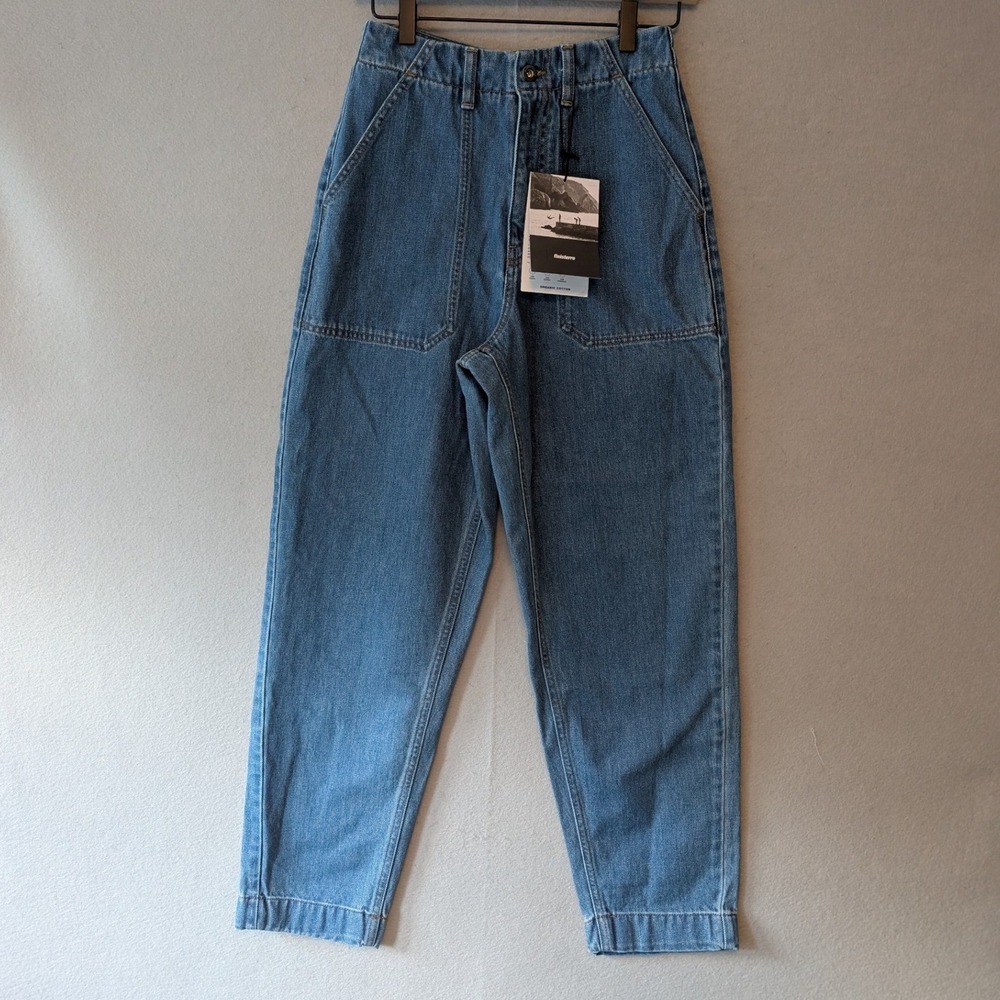 NEW Finisterre Yarrel Jean Barrel Leg Indigo Organic Cotton Women 26 Sustainable